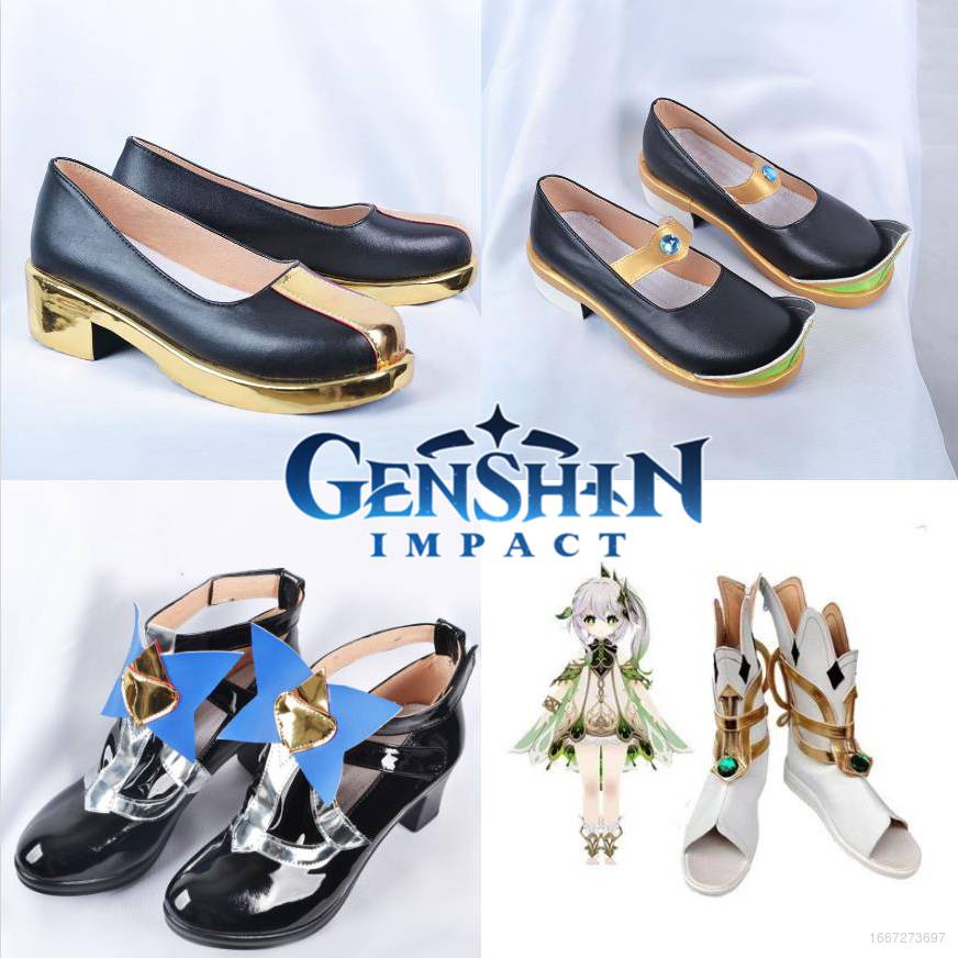 Ag Genshin Impact Shoes Nahida Nilou Dori Fischl Chongyun รองเท้าแตะหนัง คอสเพลย์อะนิเมะฮาโลวีน ไซส์