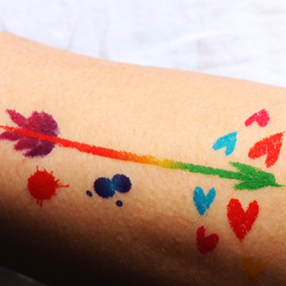 สติกเกอร์รอยสักชั่วคราว ลายกราฟฟิติ สีรุ้ง กันน้ํา เหมาะกับงานปาร์ตี้ สําหรับผู้ชาย และผู้หญิง