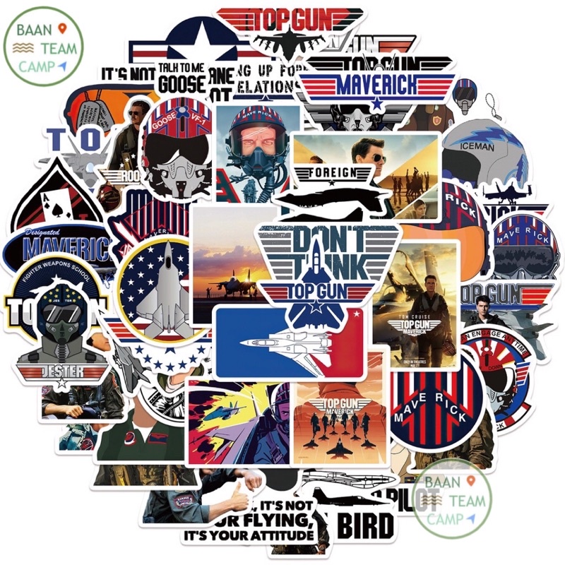 สติ๊กเกอร์ Top Gun 356 เครื่องบิน 50ชิ้น usa เครื่องบินรบ น่าซ่า นักบิน NASA อวกาศ