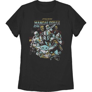 Womens The Mandalorian Collage Star Wars Shirt เสื้อยืดชาย เสื้อเบลาส์ เสื้อยื