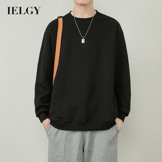 Ielgy เสื้อกันหนาว คอกลม ทรงหลวม สไตล์เรียบง่าย เข้ากับทุกการแต่งกาย สําหรับผู้ชาย