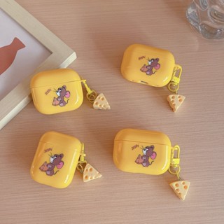 เคสหูฟังบลูทูธไร้สาย Tpu PC ป้องกันตก ลายชีสน่ารัก แบบเรียบง่าย สําหรับ Airpods Pro 2 2022 Gen3 1 2