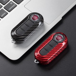 For FIAT Key Case Cover Shell bag Freemont 500 500L Panda Punto Bravo 3 Button Carbon Fiber Key Case Cover