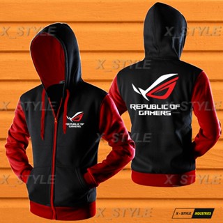 &amp;VO&amp;เสื้อแจ็คเก็ตซิปมีฮู้ด Asus Rog - Republic Of Gamers