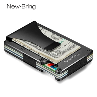NewBring Metal Mini Money Clip Brand Fashion Black White Credit Card ID Holder With RFID Anti-thief Wallet Menl