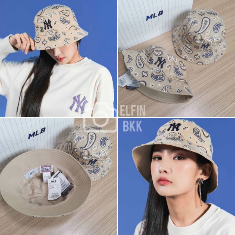 รุ่นใหม่ MLB Paisley Grafitti Bucket Hat NY LA หมวกบักเก็ตสีขาว สีดำ