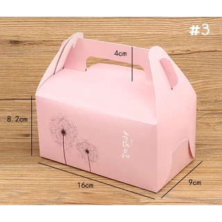 กล่องเค้กหูหิ้ว(ไม่มีถาดรองขนม)ขนาด 9x16.5x10.5 cm.