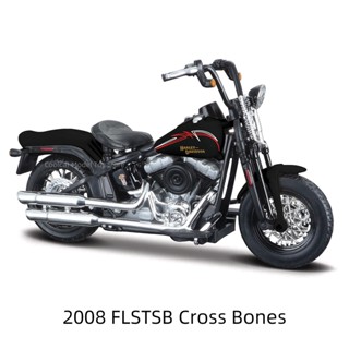 โมเดลรถจักรยานยนต์ Maisto 1:18 Harley-Davidson 2008 FLSTSB Cross Bones Die Cast สําหรับสะสม