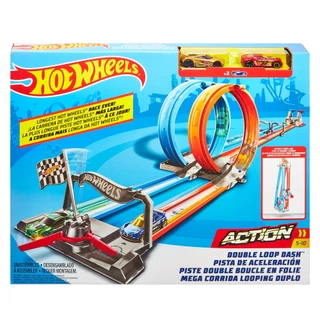 Hot Wheels Double Loop Dash Trackset (GFH85) - ฮอตวิล ชุดรางแข่งยกระดับ โมเดลรถ พาหนะจำลอง ของเล่นสะสม รถของเล่น