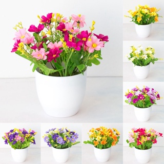 【AG】Simulation Bonsai Aster Office Desktop Decor Plastic Colorful Fresh Imitation Potted Flower for Parties