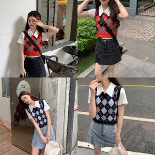 พร้อมส่ง 🍋🎪 Minlano tops เสื้อกั๊กไหมพรมลายสวย (36276)