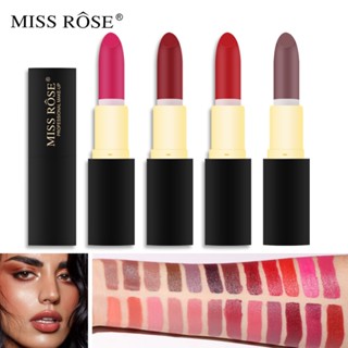 Miss ROSE ลิปสติก เนื้อแมตต์กํามะหยี่ 24 สี ติดทนนาน สีแดง สีชมพู ไม่เหนียวติด สีนู้ด ซีรีส์ ลิปทินท์ เครื่องสําอาง หลอดสีดํา แต่งหน้า สําหรับผู้หญิง ความงาม