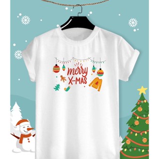 เสื้อลายปีใหม่ เสื้อคริสมาสต์ Merry Christmas &amp; Happy New Year 2023 ผ้า TK ใส่สบาย สีสันสดใส ไม่ยืดไม่ย้วย