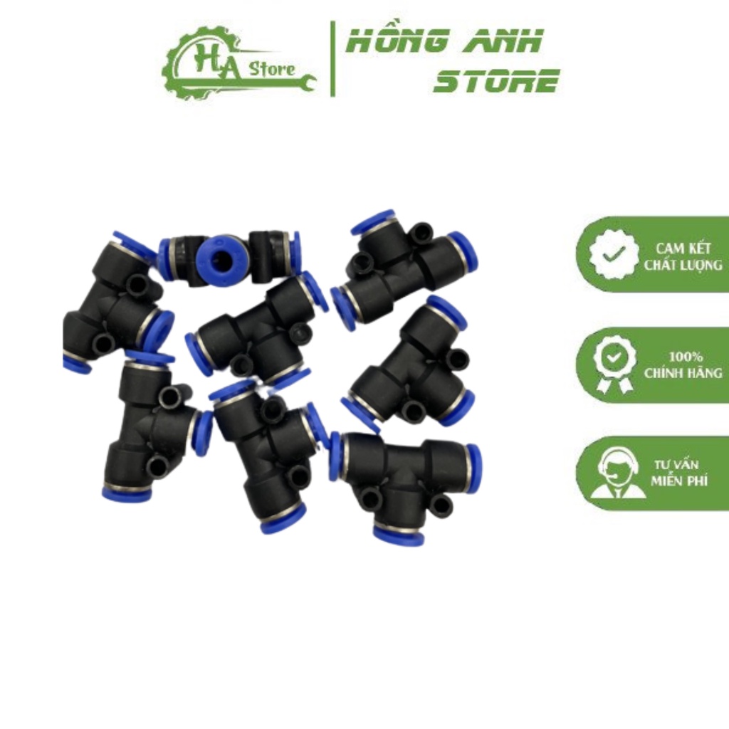 T-Connector 5 (PE 5) พร้อมปลั๊กด่วนสําหรับ Air Line 5 มม. - Hong Anh Store