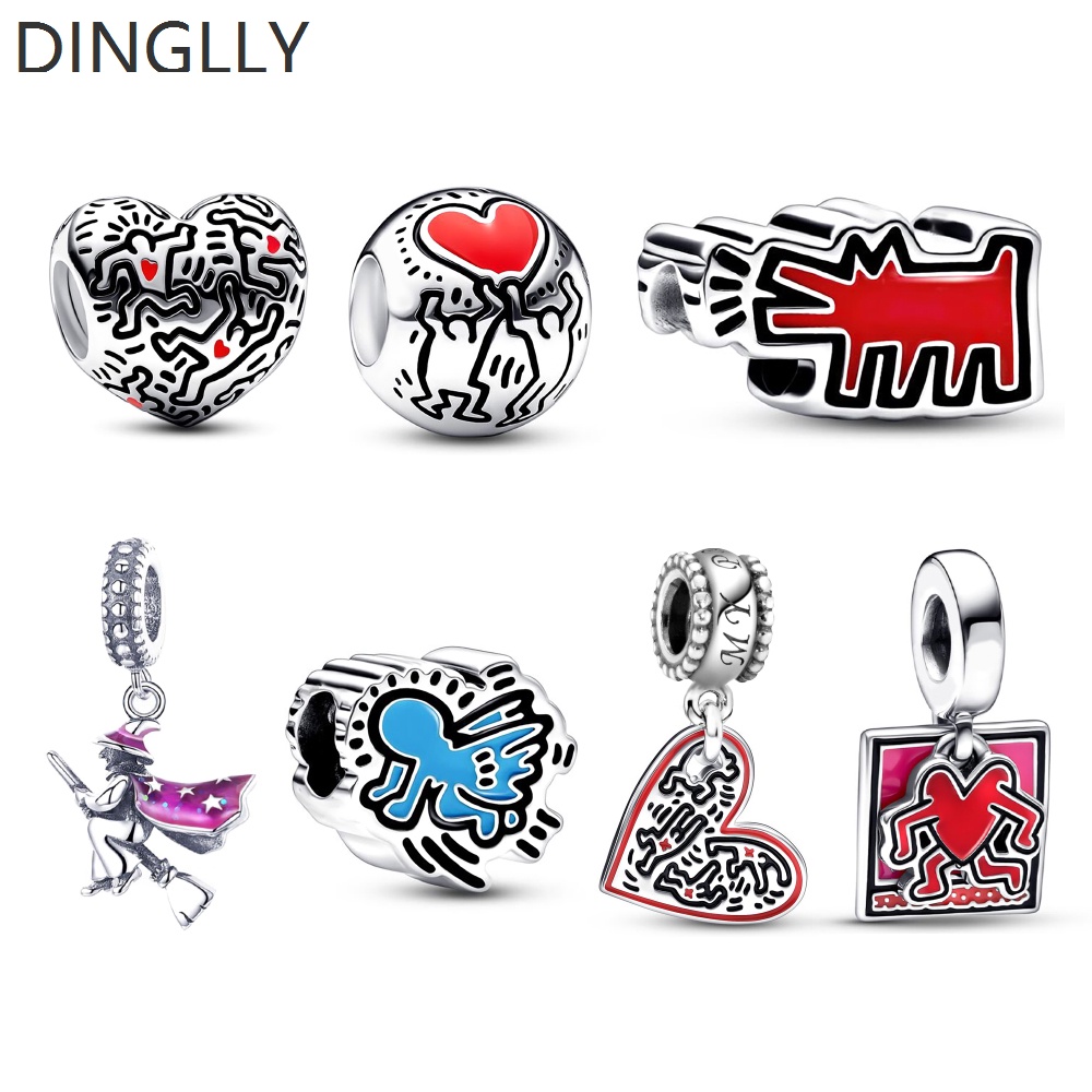 Dinglly ลูกปัด ลายนางฟ้า หัวใจ สีเงิน DIY อุปกรณ์เสริม สําหรับสัตว์เลี้ยง สุนัข