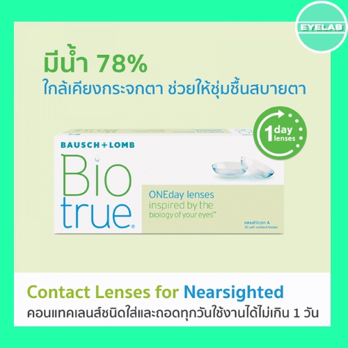 คอนเเทคเลนส์รายวัน - แบบใส Biotrue ONEDAY ***โปรลอกฝา***