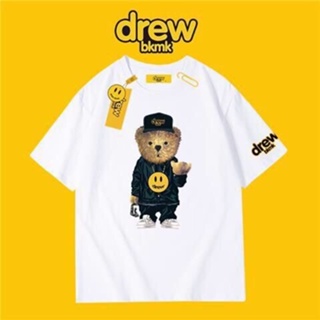 เสื้อยืดแขนสั้น ทรงหลวม พิมพ์ลาย Justin Bieber Cubs Drew smiley face แฟชั่นฤดูร้อน สําหรับผู้ชาย