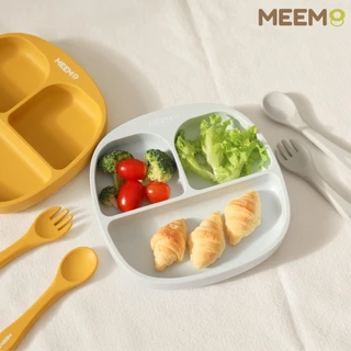 MEEM จานซิลิโคนฐานดูดสูญญากาศ จานซิลิโคนดูดโต๊ะ จานแบ่งช่อง รุ่น First Step (Colorful Series)