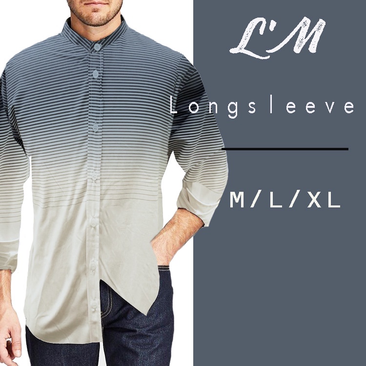 [เหลือ157฿ใส่โค้ดMAYINC30] 5 สี เสื้อเชิ้ต คอจีน ลายริ้วไล่สี เกาหลีฝุดๆๆ