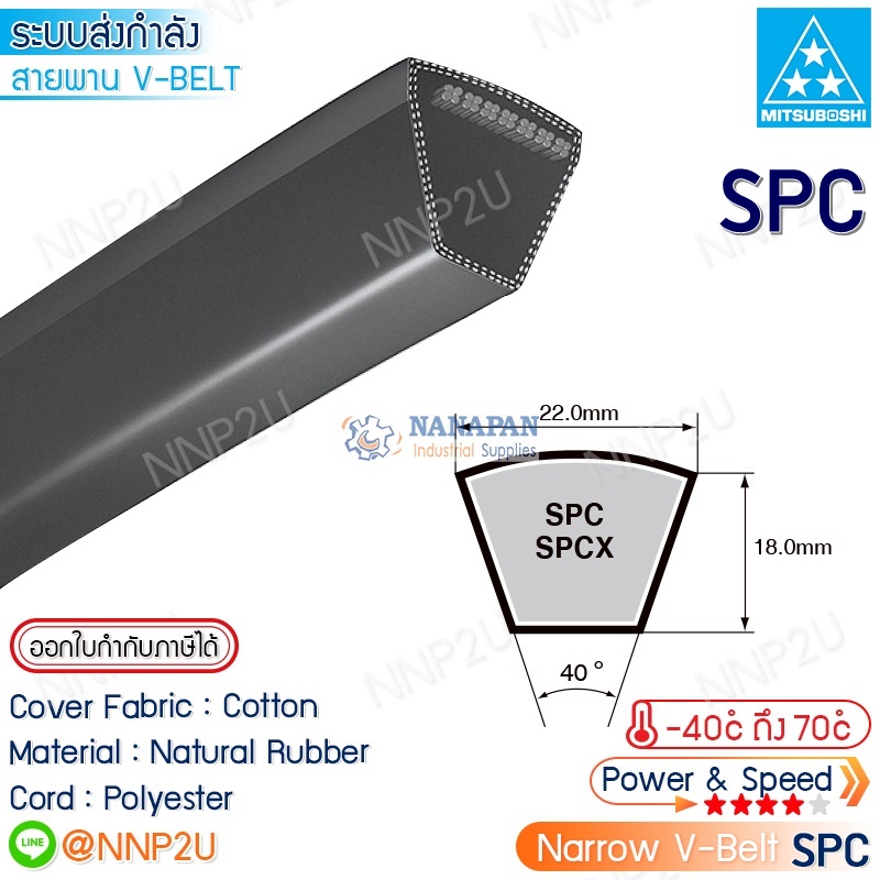 MITSUBOSHI สายพานมิตซูโบชิ SPC2580 SPC2600 SPC2650 SPC2700 SPC2720 SPC2750 SPC2770 SPC2800 SPC2840 SPC2900 SPC2950
