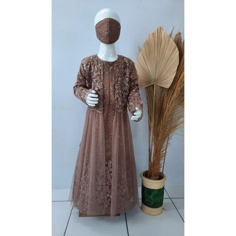 (ใหม่) R1TIARA - FULL BROCADE GAMIS DRESS FOR MALIM WOMEN AGED 3 4 5 6 7 8 9 10 11 12 13 14 ปีสําหรั