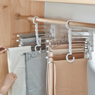 HotMind สแตนเลส ที่แขวนกางเกง  ที่เก็บของในตู้เสื้อผ้า  Foldable stretch pants rack