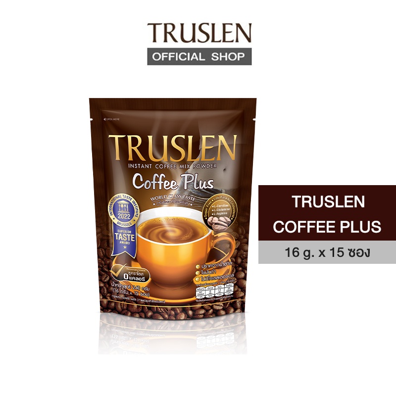 TRUSLEN COFFEE PLUS กาแฟทรูสเลน คอฟฟี่ พลัส ( 15 ซอง) หนัก240กรัม (16g คูณ 15ซอง)