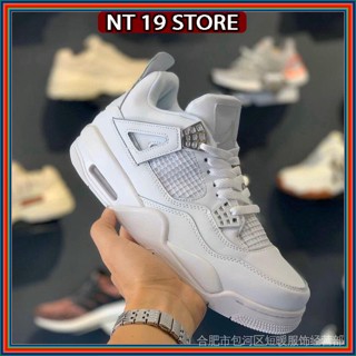 Air Jordan 4 รองเท้าผ้าใบลําลอง สําหรับผู้ชาย ผู้หญิง สีขาว พร้อมเชือกผูก JD4 เวอร์ชั่นใหม่ล่าสุด 2022 Fullbox Bill พร้อมเชือกผูกรองเท้า K8IC