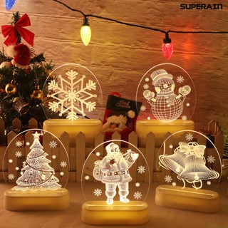 [Christmas] โคมไฟกลางคืน LED อะคริลิค ลายการ์ตูน ดึงดูดสายตา สําหรับวันหยุด