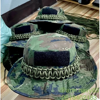 หมวกปีก สั้นสีดำ หมวกปีกถักเชือกพาราคอร์ดสีดำ ติดตีนตุ๊กแกหน้าหมวกขนาดรอบหัว58-60ชม และลายพรางอื่นๆ#สินค้ามีพร้อมส่ง