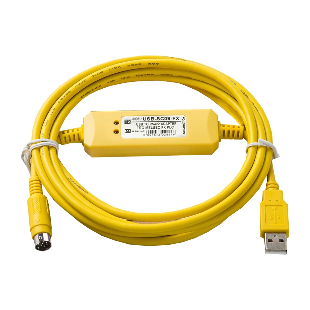 Amsamotion สายเคเบิลโปรแกรม USB-SC09-FX สําหรับ Mitsubishi PLC เข้ากันได้กับ FX-USB-AW FX2N FX1N FX0N FX0S FX1S FX3U