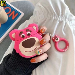 เคสหูฟังบลูทูธไร้สาย ซิลิโคนนิ่ม กันกระแทก ลายหมีสตรอเบอร์รี่น่ารัก สําหรับ AirPods 1 2 3 Pro