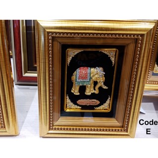 กรอบรูปของขวัญมงคล ชุบทอง24KT Goldประดับคริสตัลช้างไทยCode E