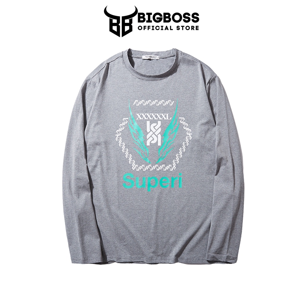 หัวหน้าใหญ่ เสื้อยืดแขนยาวไซส์ใหญ่ผู้ชาย 80-120กิโลกรัม (2เอ็กแอล-6เอ็กแอล) ผ้าคอตตอนยืดโอเวอร์ไซส์ 