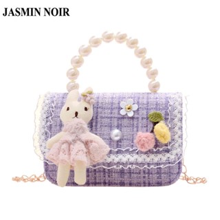 Jasmin NOIR กระเป๋าถือ กระเป๋าสะพายไหล่ ผ้าขนสัตว์ แต่งสายโซ่คล้อง แฟชั่นสําหรับสตรี