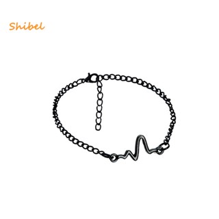 HOT_ Simple Unisex Electrocardiogram Charm ข้อมือปรับได้