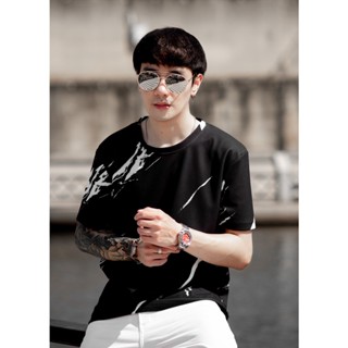 เสื้อยืดลายหินอ่อน(สีดำ): Black Marble T-shirt (Short-Sleeve)