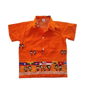 <สอบถามก่อนกดสั่งซื้อ> พร้อมส่ง เสื้ออาเซียนเด็กเล็กคอปก สีสด ใส่ไปโรงเรียน