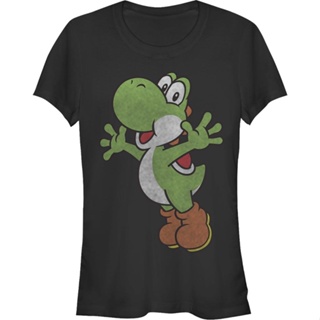 Ladies Retro Yoshi Super Mario Bros. Shirt เสื้อยืดวินเทจ เสื้อยืดแขนสั้น เสื้อสีขาว