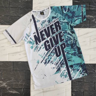 เสื้อวิ่งเสื้อพิมพ์ลายรุ่นNever give up สีเขียวมิ้น D1002