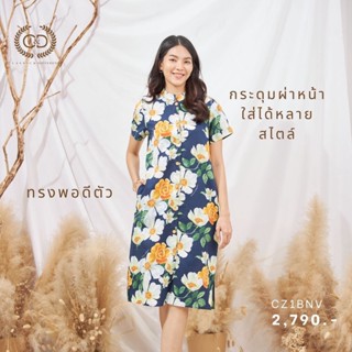 C&amp;D ชุดเดรส  Mid Night PEONY ลายพิมพ์บนเนื้อผ้า KIMONO (CZ1BNV)