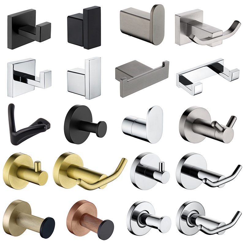 สแตนเลสsus 304 Robe Hook แขวนสําหรับห้องครัวติดผนัง Hook สําหรับห้องน้ําห้องน้ําแขวน Key Holder ผ้าเช็ดตัว Hooks อุปกรณ์ห้องน้ําแปรงทอง Sliver สี Matte สีดํา