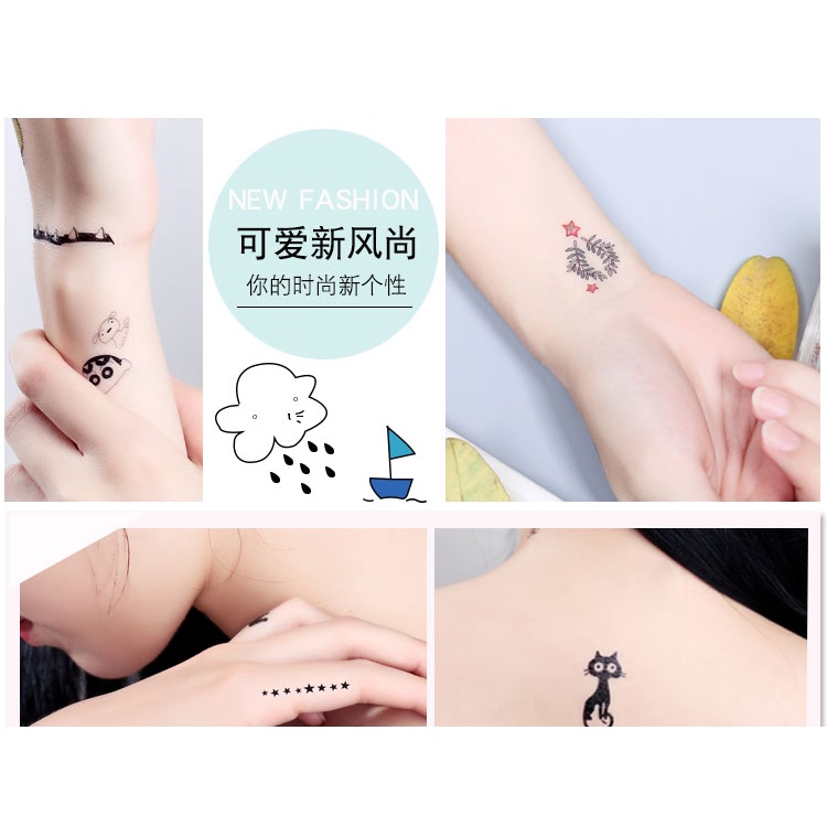 No.8 (30 PCS) แทททูมินิมอล แทททูฮยอนอา สไตล์เกาหลี สติ๊กเกอร์tattoo แทททู สีชัด ติดเนียน กันน้ำ ติดทนนาน 3-7 วัน