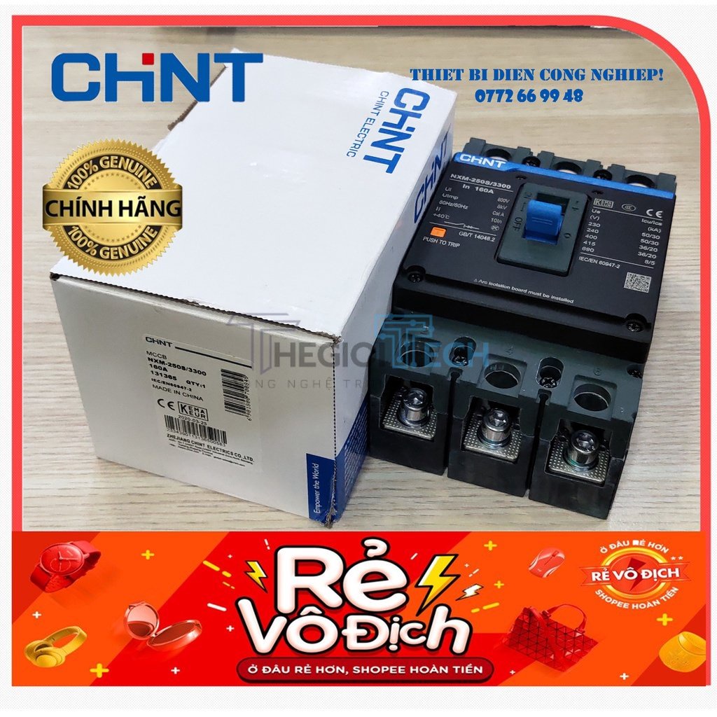 Mccb 3 เฟส 160A ถึง 250A NXM-250S Chint