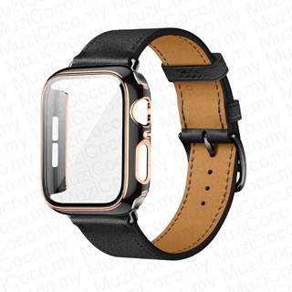 สาย + เคส สายหนังแท้ สําหรับ Iwatch band 41 มม. 45 มม. 44 มม. 40 มม. สําหรับ apple watch Series 8 7 6 SE 5 4 3 2 1