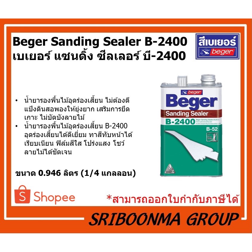 Beger AP-500 รองพื้นไม้ เบเยอร์ แซนดิ้ง ซีลเลอร์ สูตรน้ำ ขนาด 0.875 ลิตร รองพื้นกันยาง อุดร่องเสี้ยน Aqua Sanding Sealer