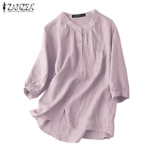 Zanzea เสื้อคอกลม แขน 3/4 สีพื้น หรูหรา สําหรับผู้หญิง