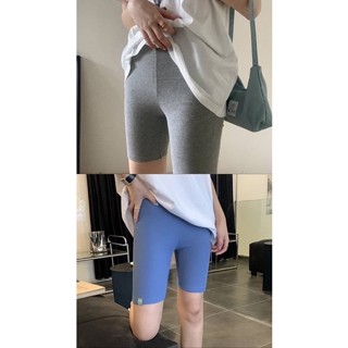 พร้อมส่ง กางเกงผ้ายืด biker pant เป็นผ้าคอตตอนเอวยางยืด สีเทา/ฟ้า