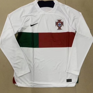 เสื้อกีฬาแขนยาว ลายทีมชาติฟุตบอล Portugal Away 2022-23 ไซซ์ S-2XL 22-23