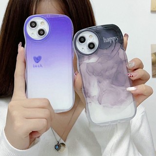 Clear Soft Casing Redmi 12C A1 10C 10A 9C 9A 9S 8 6A 5A Note 12 4G 5G 11S 11 10s 10 Pro 9 9S 8 POCO X4 X5 M3 X3 Pro NFC Cute Waves Edge Luck Happy Purple Gradient Watercolor Fine Hole Lens Protection Phone Case STB 09